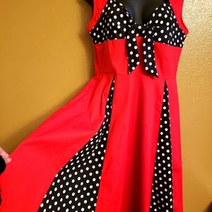 NWT Pinup 50s Red Dress Polka-dots XL